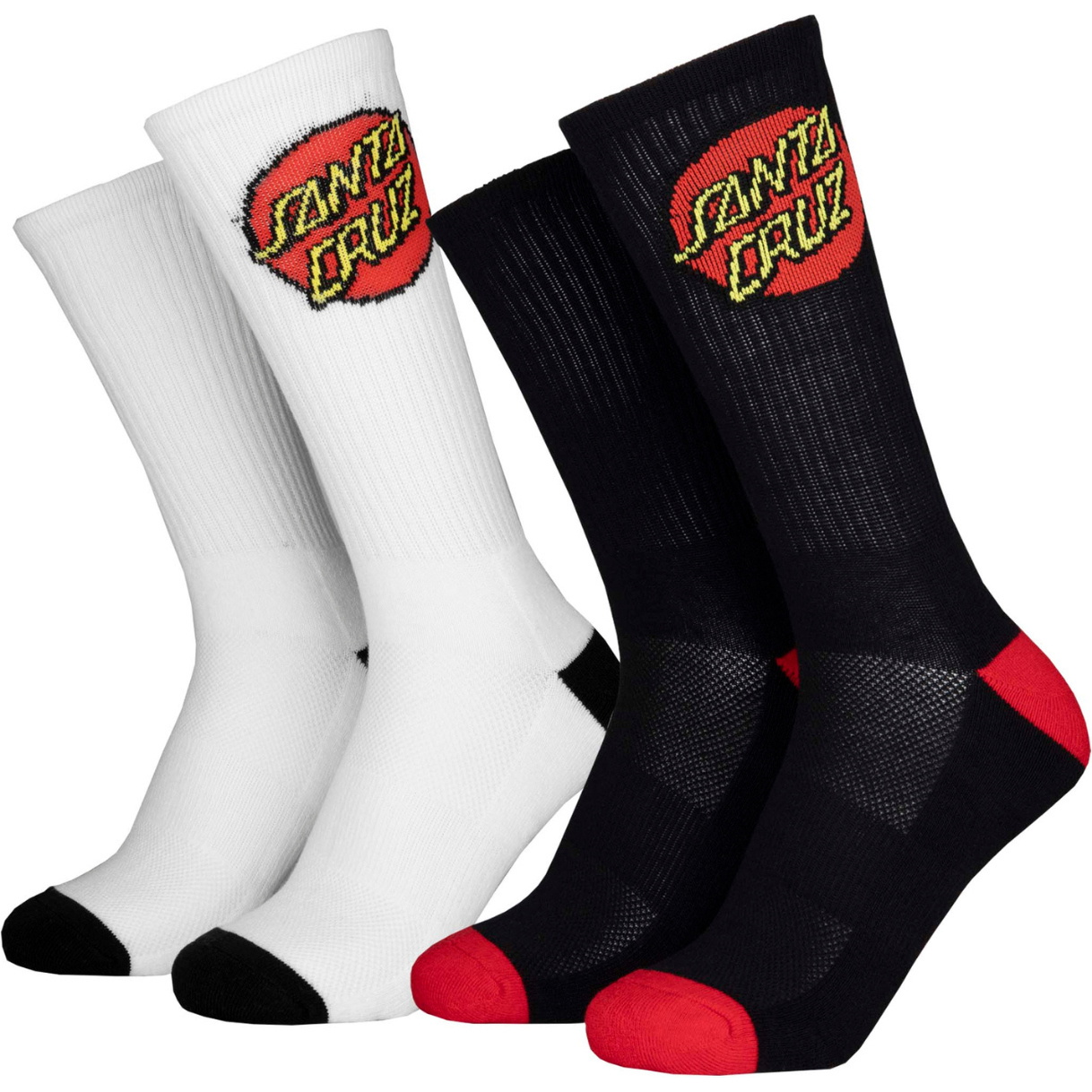 2026 Santa Cruz Mens Classic Dot Socks (2 Pack) SCA-SCK-0115 - White / Black